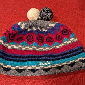 Swix Dunn Beanie Ski Hat, Tassels Nordic Print Inner Fleece Headband
